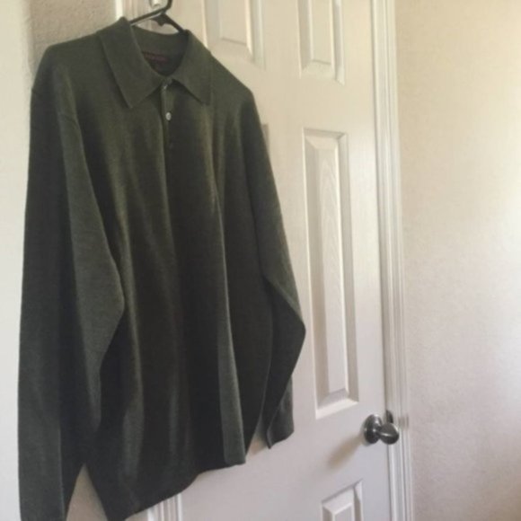 Linea Uomo Green Wool Long Sleeve Polo sweater M - Picture 1 of 4